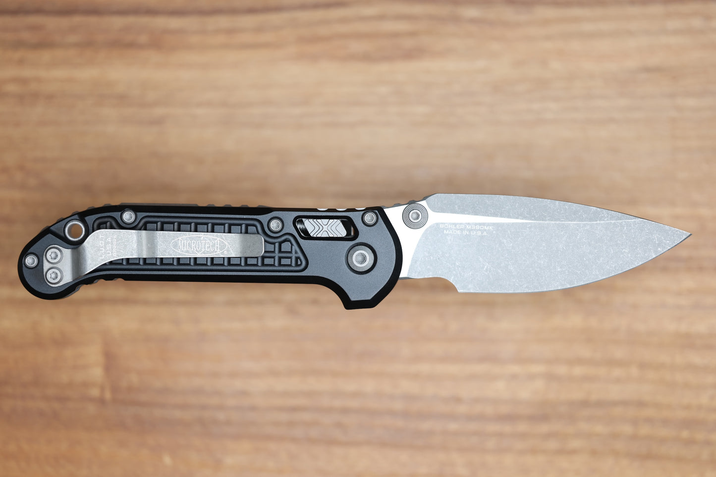MICROTECH KNIVES LUDT RAM-LOK W/ BLACK FRAG HANDLE & APOCALYPTIC DROP POINT 1135RL-10APFR