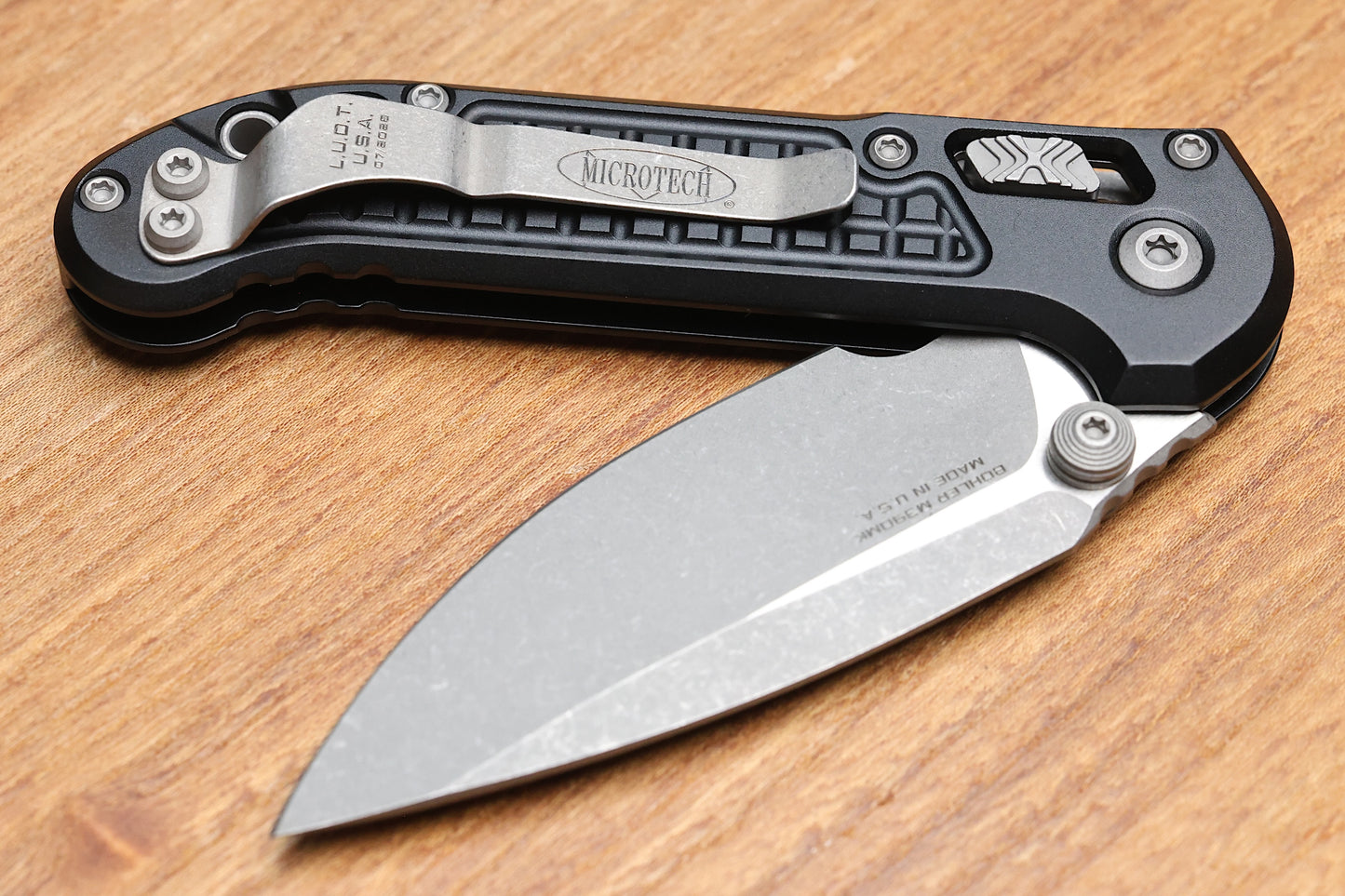MICROTECH KNIVES LUDT RAM-LOK W/ BLACK FRAG HANDLE & APOCALYPTIC DROP POINT 1135RL-10APFR