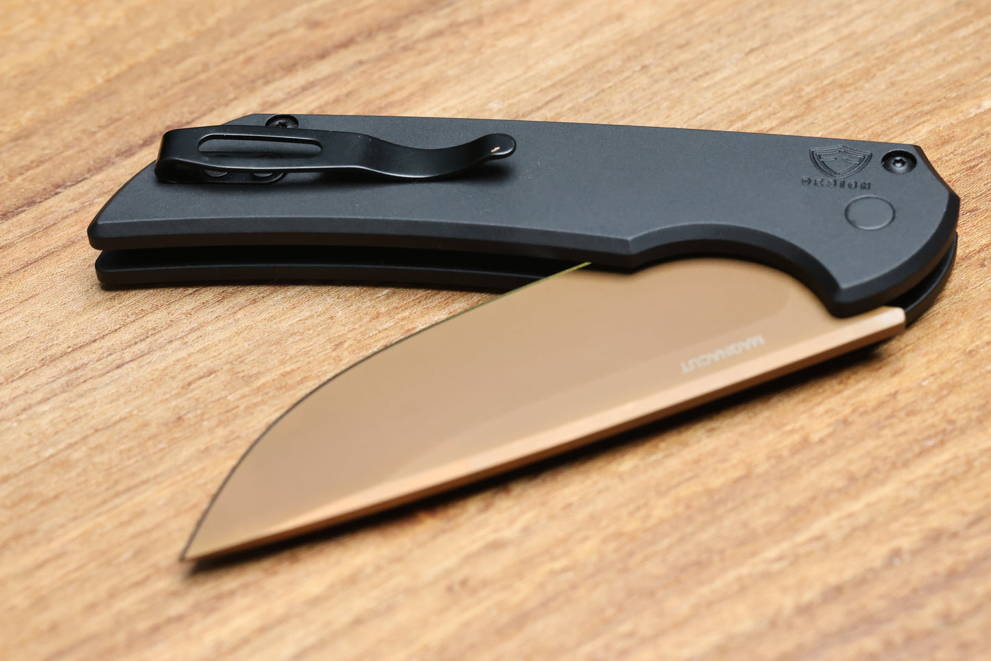 PRO-TECH MORDAX BUTTON LOCK 3.5" TAN PVD SHOT SHOW 2026