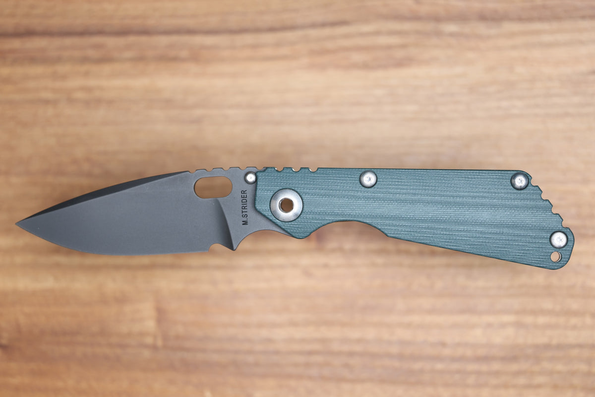 STRIDER KNIVES SNG CC - DROP POINT 20CV BLADE - TITANIUM/FOREST GREEN G10 HANDLE