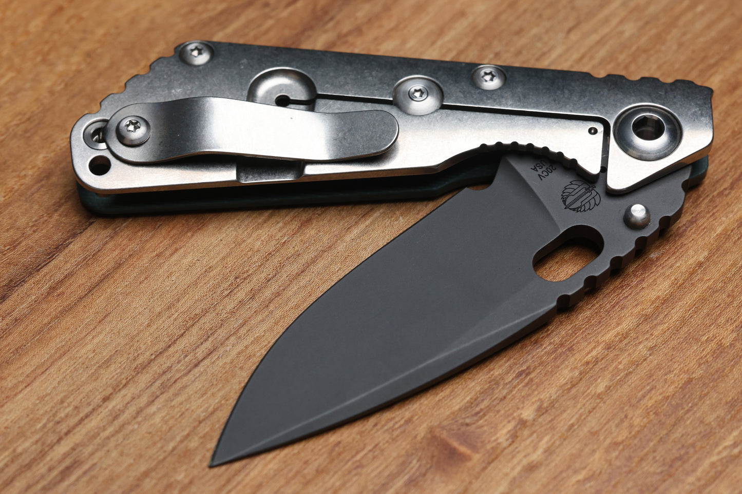 STRIDER KNIVES SNG CC - DROP POINT 20CV BLADE - TITANIUM/FOREST GREEN G10 HANDLE