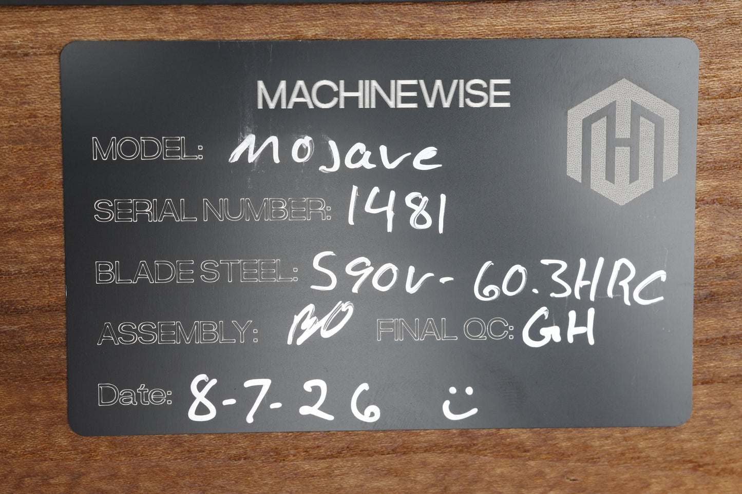 MACHINEWISE MOJAVE #1481 GREEN ANO GRENADE TEXTURE AND S90V BLADE