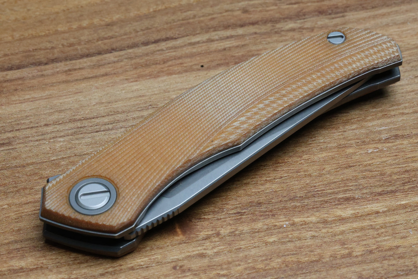 SHIROGOROV URSUS Q95 - LIGHT BROWN MICARTA HANDLE - ELMAX BLADE - MRBS