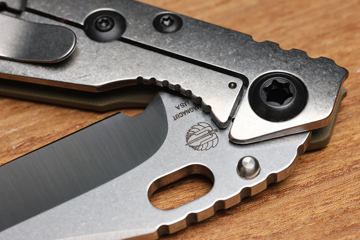 STRIDER KNIVES SNG CC - OD GREEN G10/TITANIUM HANDLE - BOWIE MAGNACUT BLADE