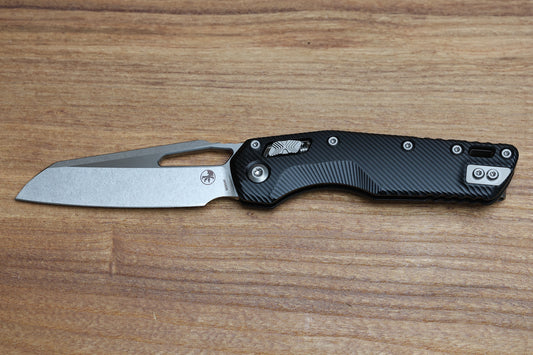 MICROTECH KNIVES MSI RAM LOK BLACK FLUTED ALUMINUM & STONEWASH M390MK 210-10 FL