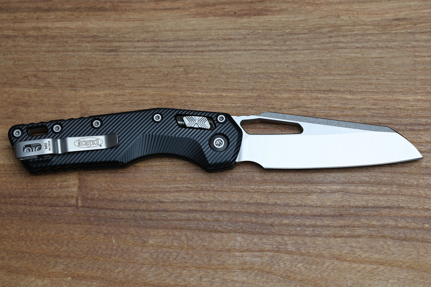 MICROTECH KNIVES MSI RAM LOK BLACK FLUTED ALUMINUM & STONEWASH M390MK 210-10 FL