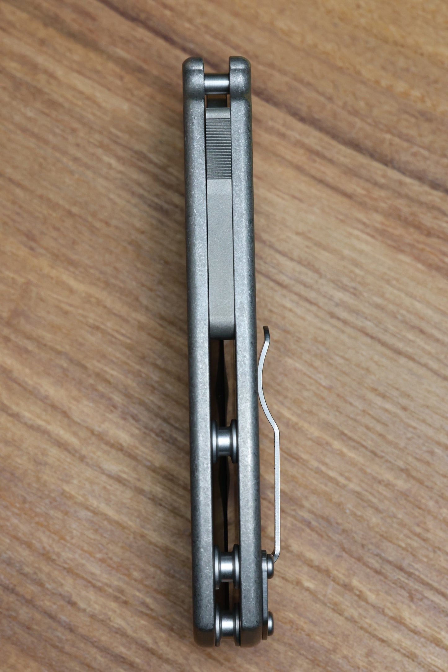 DEMKO KNIVES MG AD20 FG SMOOTH FINGER GROOVED TITANIUM HANDLES STONEWASH CLIP POINT CPM-3V BLADE
