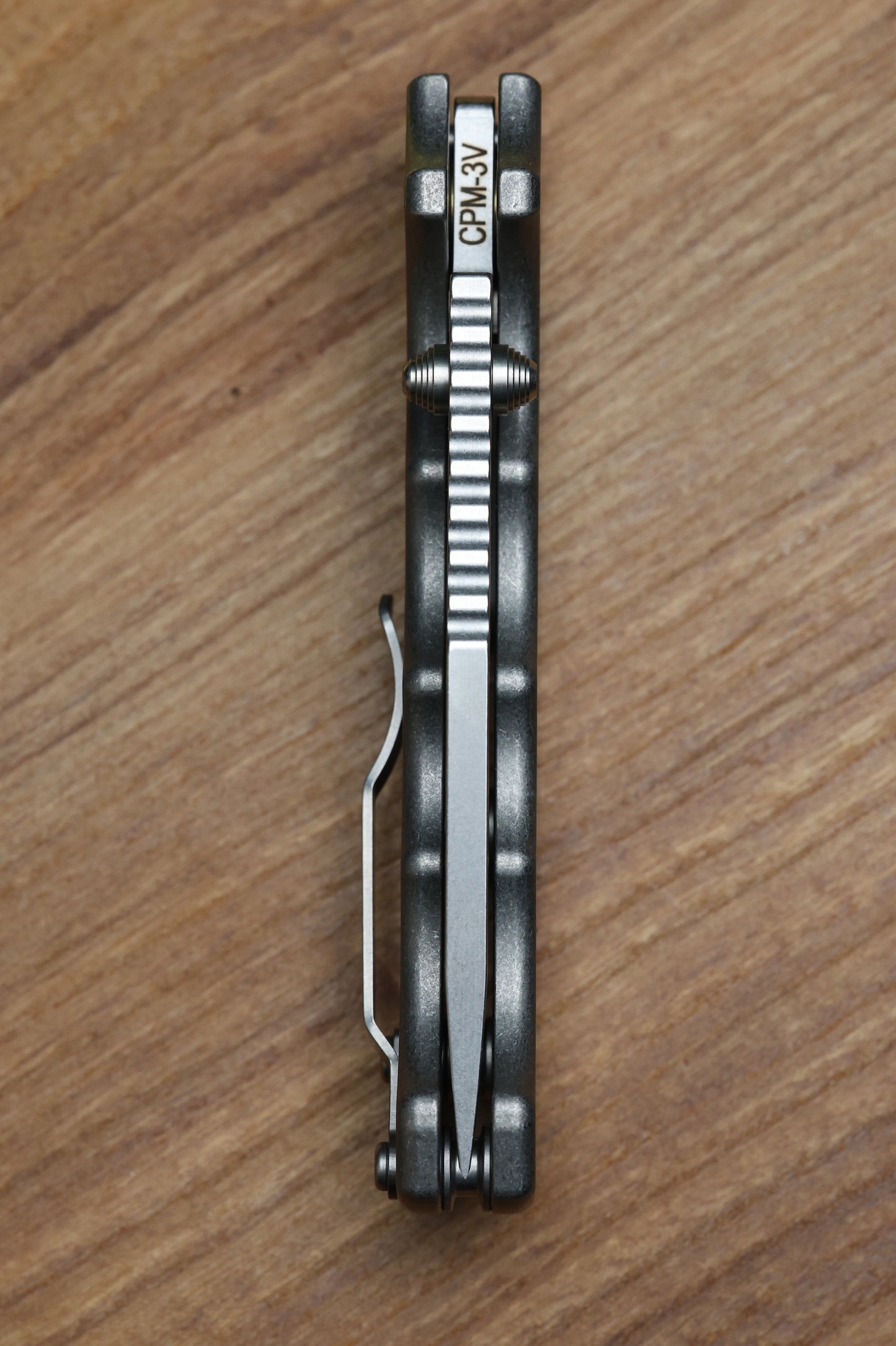 DEMKO KNIVES MG AD20 FG SMOOTH FINGER GROOVED TITANIUM HANDLES STONEWASH CLIP POINT CPM-3V BLADE