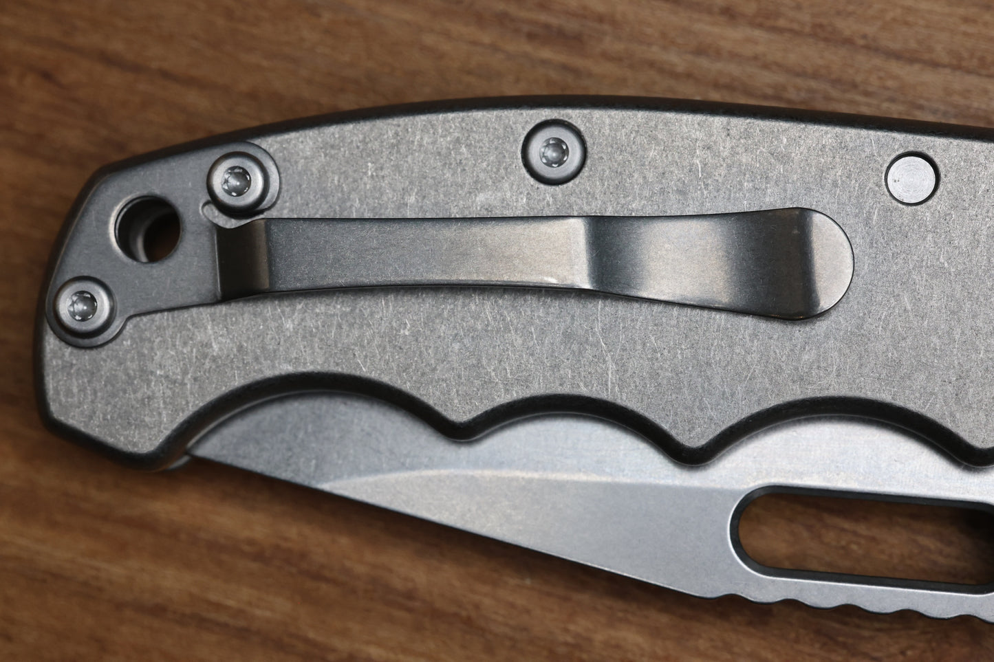 DEMKO KNIVES MG AD20 FG SMOOTH FINGER GROOVED TITANIUM HANDLES STONEWASH CLIP POINT CPM-3V BLADE