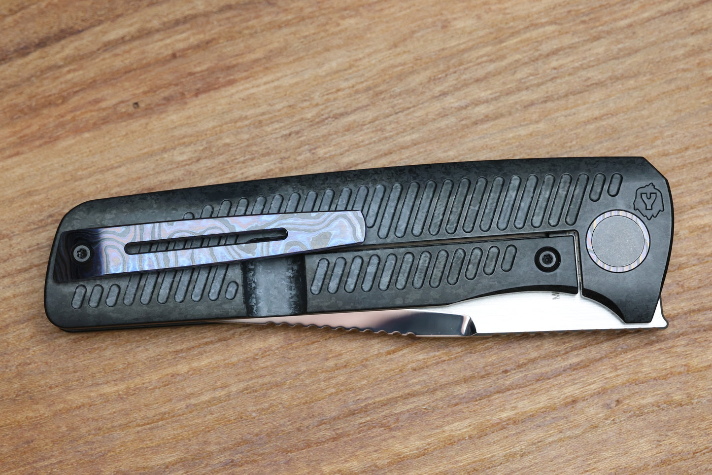 CUSTOM KNIFE FACTORY YETI GNOME 2.0 CRYSTAL TITANIUM & M398