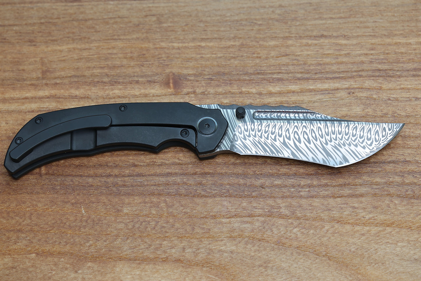 MERRIKEN KNIVES BLACK PVD FRAME LOCK MINI ULTIMATUM - FAFNIR DAMASTEEL ACID