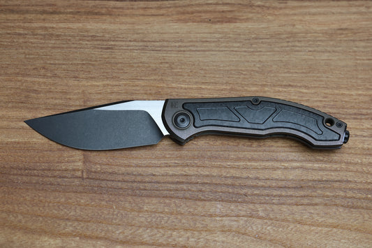 CUSTOM KNIFE FACTORY VEKSHA HD CARBON FIBER & BRONZE TITANIUM HANDLES W/ TWO TONE M398