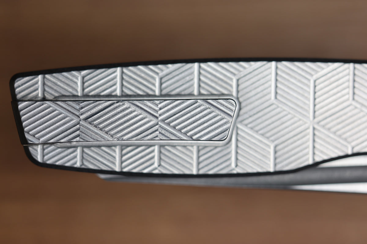 BROWN KNIVES CORTEX XL MILLED PATTERN TITANIUM AND HOLLOW GROUND SATIN MAGNACUT BLADE #414 (PREOWNED)