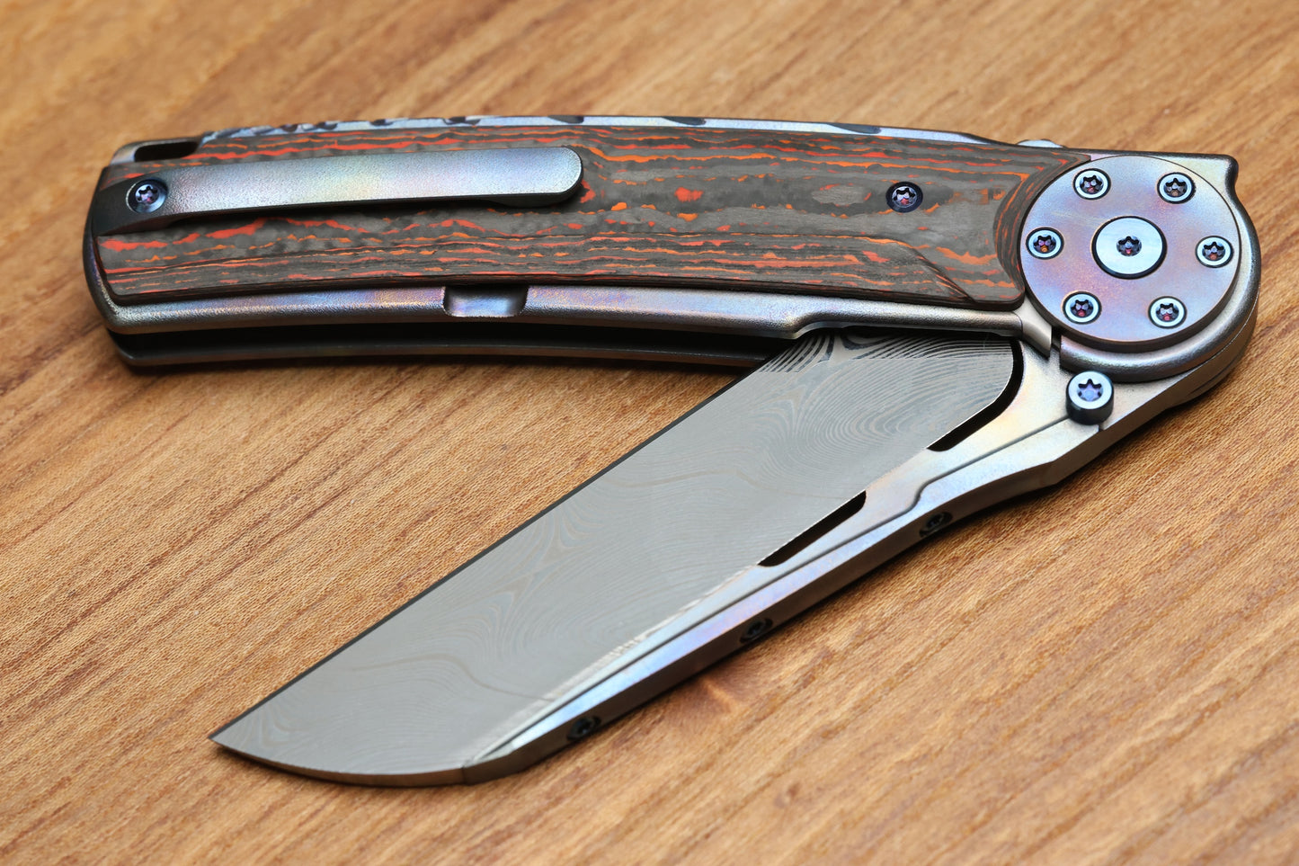 REATE KNIVES JACK 2.0 INTEGRAL RED FAT CARBON INLAY WITH DAMASTEEL BLADE