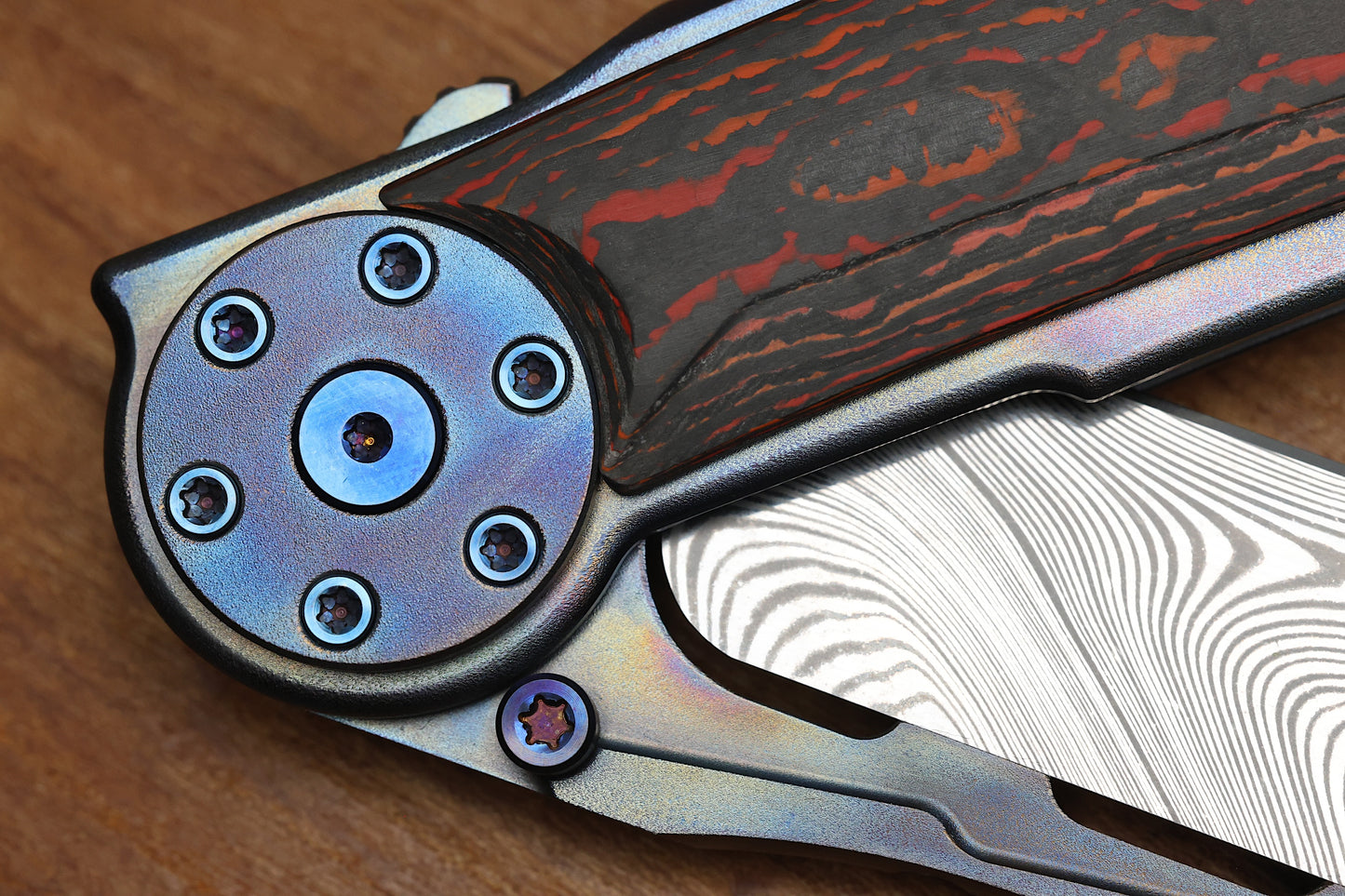 REATE KNIVES JACK 2.0 INTEGRAL RED FAT CARBON INLAY WITH DAMASTEEL BLADE