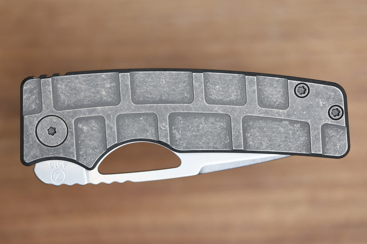 OZ MACHINE COMPANY ROOSEVELT MAG MILLED TITANIUM VANAX BLADE #4516 (PREOWNED)