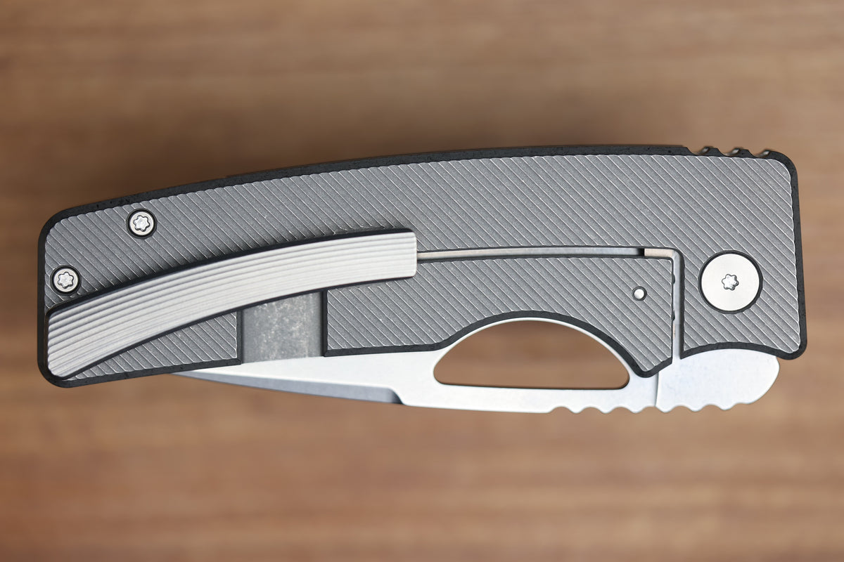OZ MACHINE COMPANY ROOSEVELT XL ANGLE MILLED TITANIUM VANAX BLADE #971 (PREOWNED)