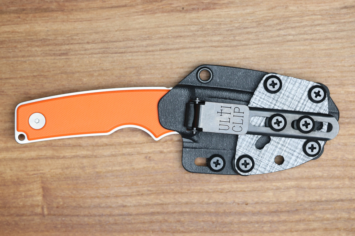 OZ MACHINE COMPANY ROOSEVELT FIXED BLADE ORANGE G10 MAGNACUT #153 (PREOWNED)