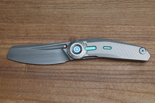 REATE KNIVES VULPEX VK-CLU MILLED CYAN BLUE ACCENT HAND RUBBED ACID WASHED ELMAX