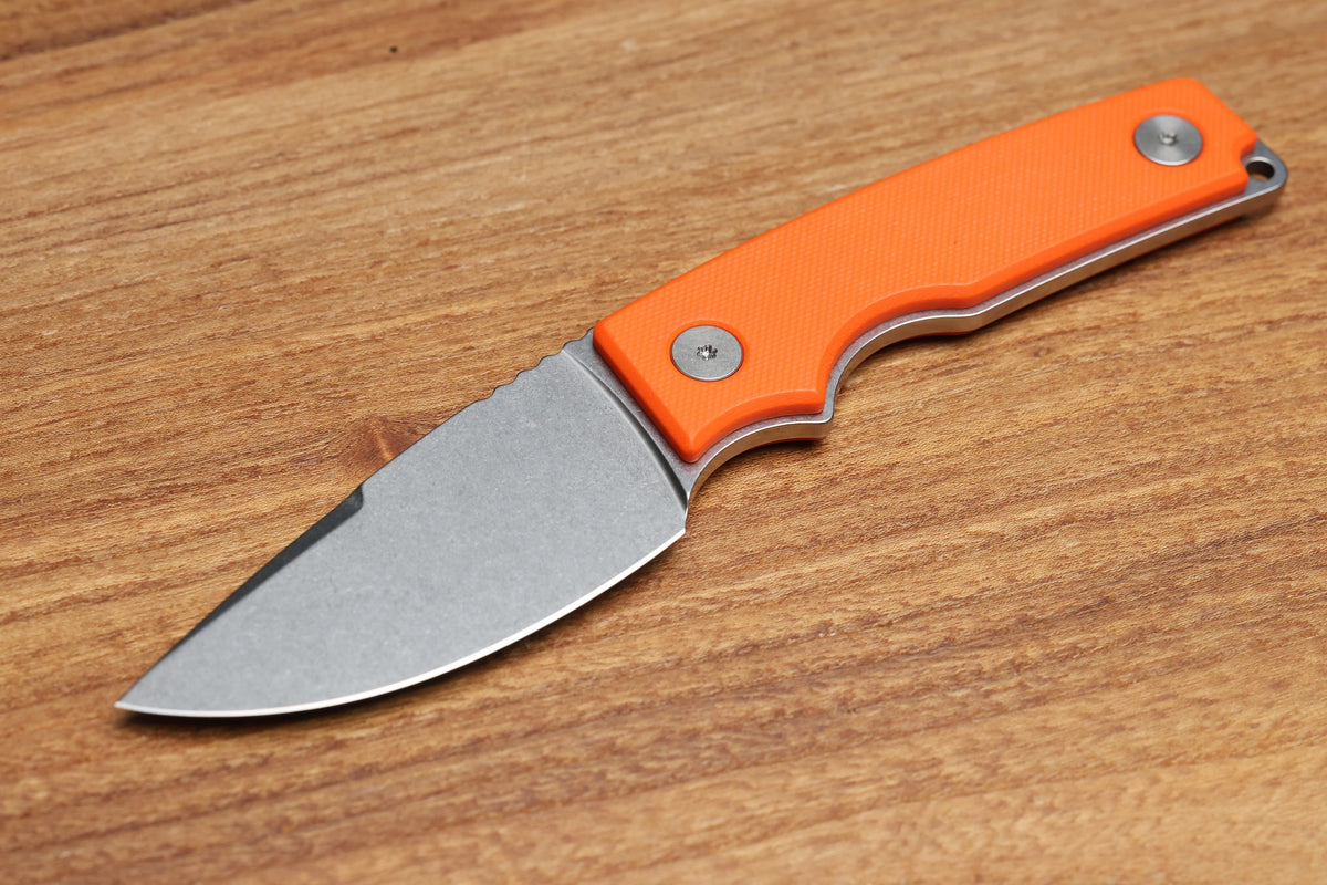 OZ MACHINE COMPANY ROOSEVELT FIXED BLADE ORANGE G10 MAGNACUT #153 (PREOWNED)