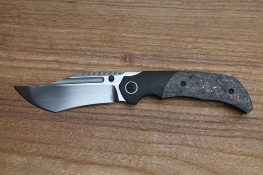 MERRIKEN KNIVES MINI ULTIMATUM - HAND RUB MAGNACUT BLADE GRIND NO. 2 - COPPER TECHNOCARBO/BLACK PVD TITANIUM