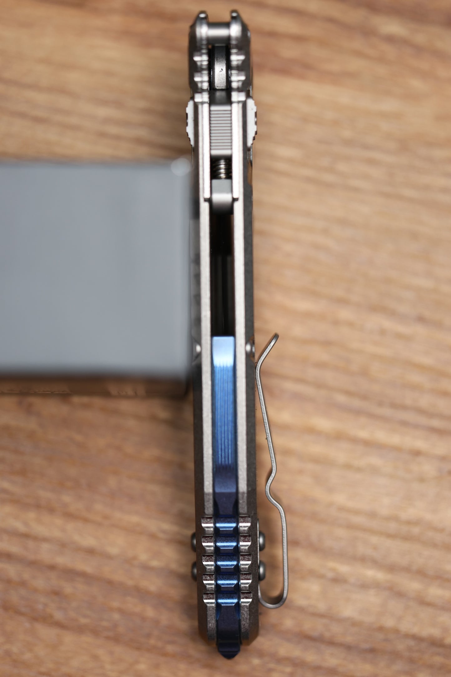 MICROTECH MARFIONE SELECT SOCOM RAM-LOK TITANIUM SLAB SIDE HANDLES W/ BLUE ACCENTS & SPEAR POINT STONEWASH M390MK 160RLS-10SMS3