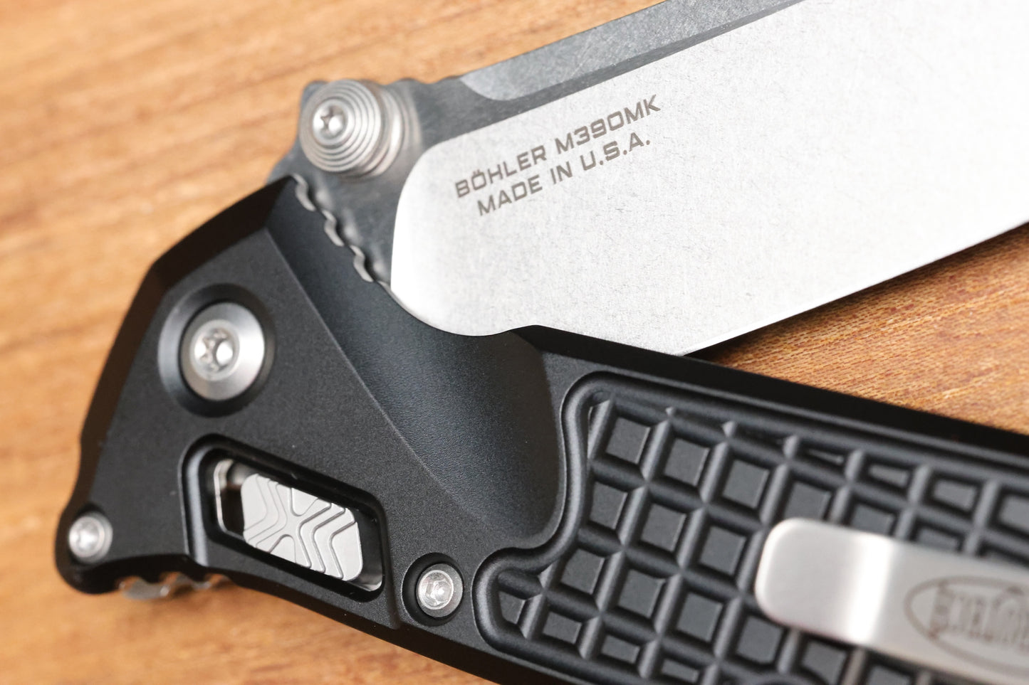 MICROTECH SOCOM RAM-LOK W/ ALUMINUM FRAG HANDLES & S/E STONEWASH M390MK 160RL-10FR