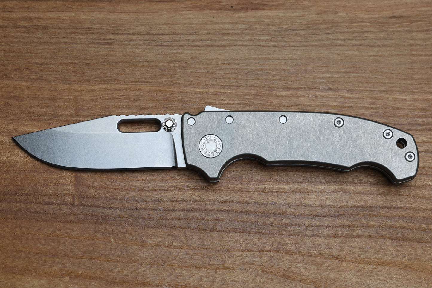 DEMKO KNIVES MG AD20 SMOOTH TITANIUM HANDLES STONEWASH CPM-3V CLIP POINT BLADE
