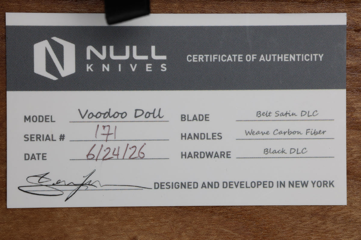 NULL KNIVES VOODOO DOLL BLACK DLC TITANIUM BOLSTER SATIN DLC VANAX BLADE (PREOWNED)