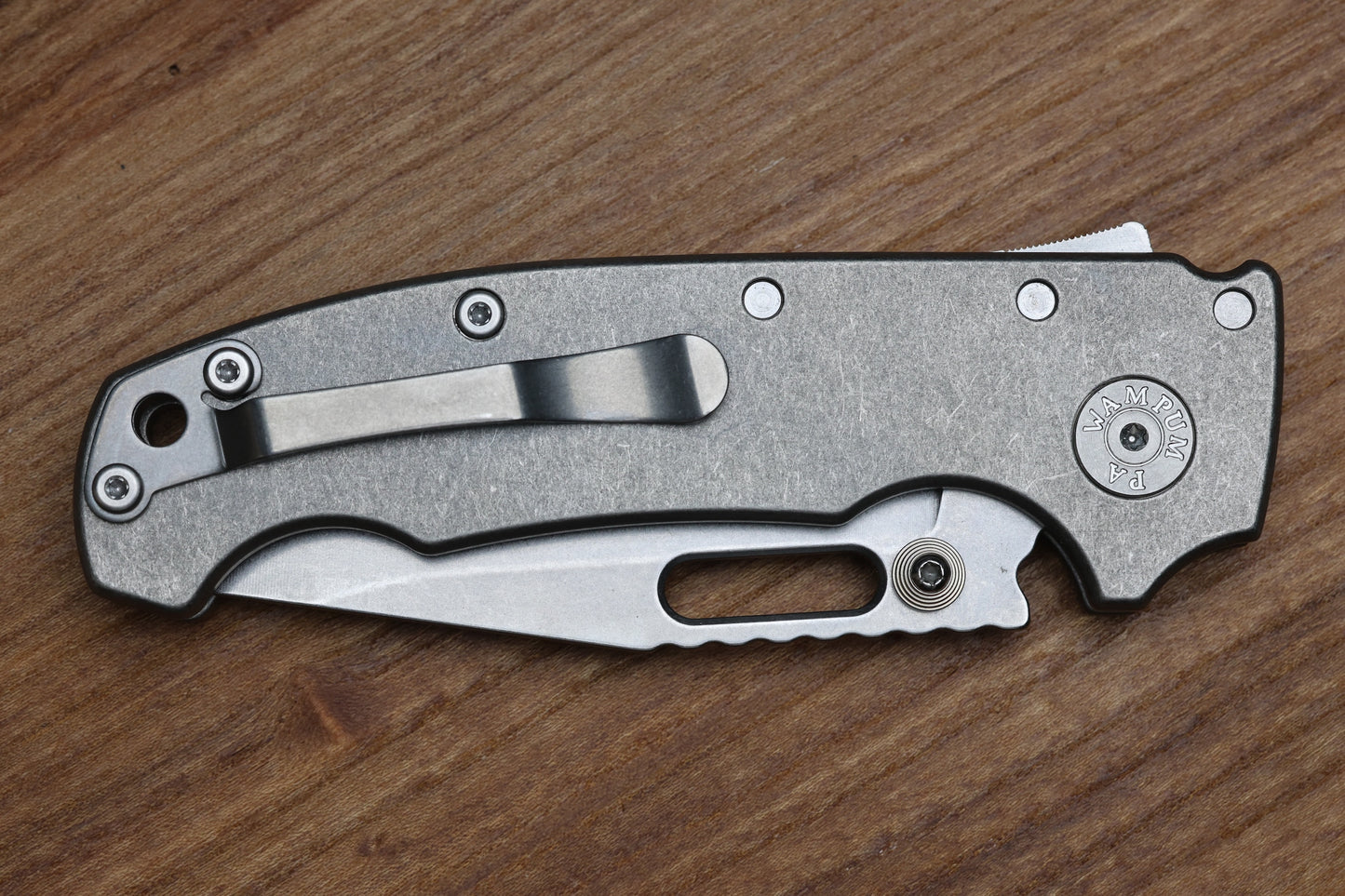 DEMKO KNIVES MG AD20 SMOOTH TITANIUM HANDLES STONEWASH CPM-3V CLIP POINT BLADE