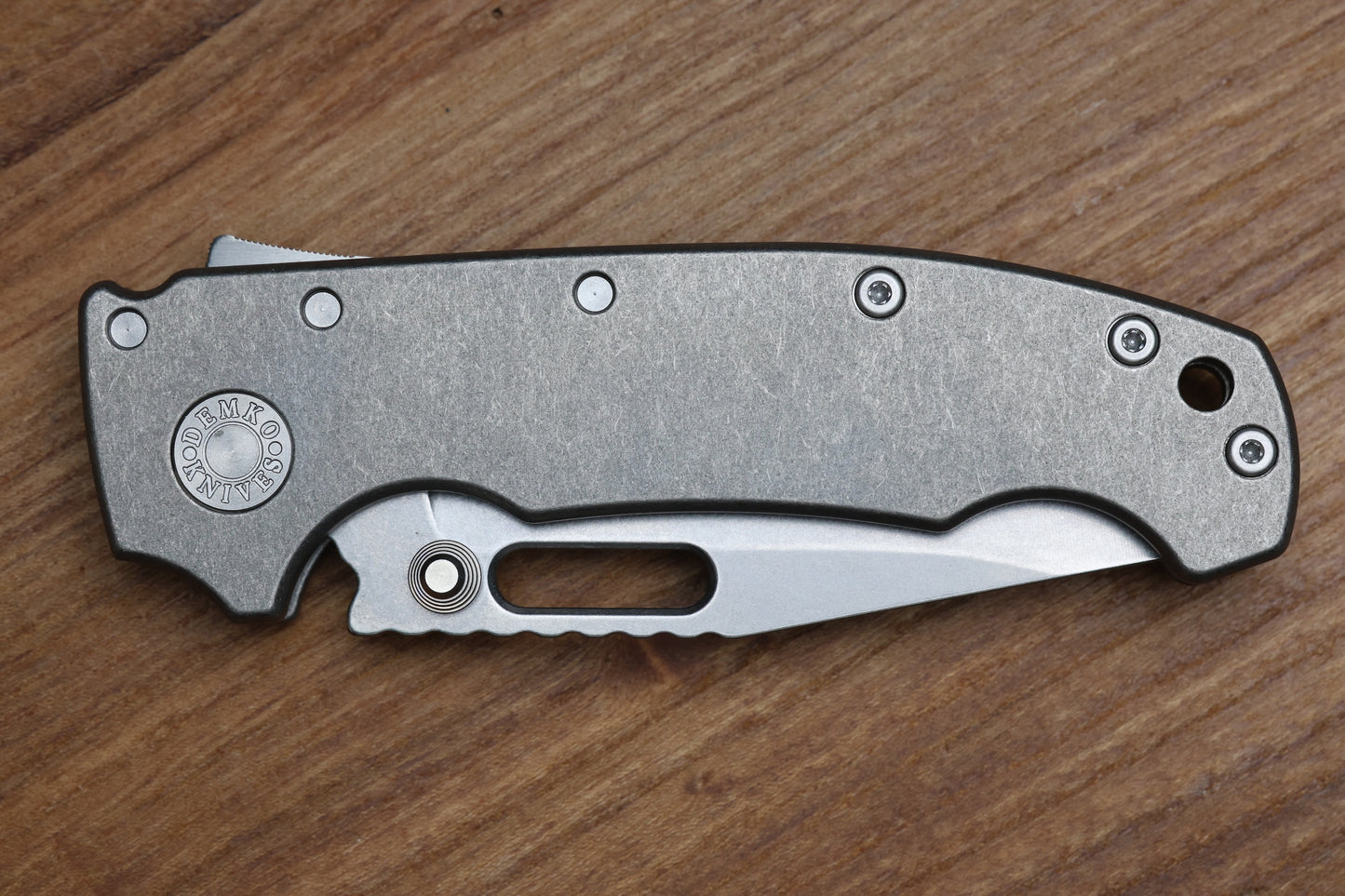 DEMKO KNIVES MG AD20 SMOOTH TITANIUM HANDLES STONEWASH CPM-3V CLIP POINT BLADE