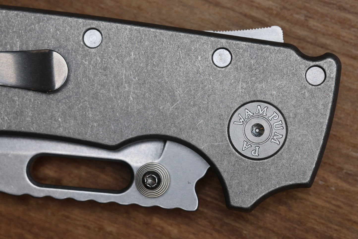 DEMKO KNIVES MG AD20 SMOOTH TITANIUM HANDLES STONEWASH CPM-3V CLIP POINT BLADE