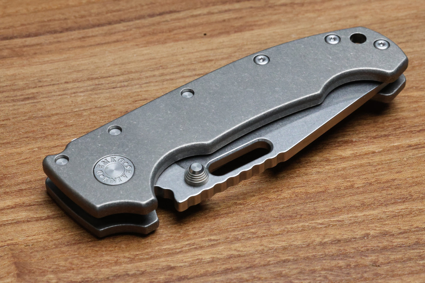 DEMKO KNIVES MG AD20 SMOOTH TITANIUM HANDLES STONEWASH CPM-3V CLIP POINT BLADE