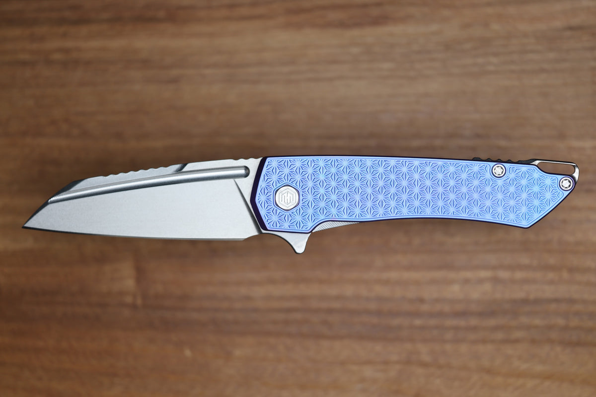 MACHINEWISE MOJAVE #1496 BLURPLE ANO PATTERN TITANIUM AND S90V BLADE