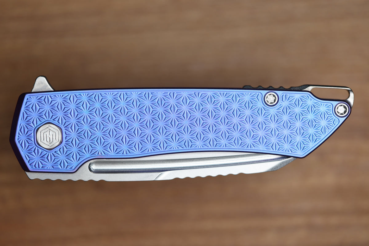 MACHINEWISE MOJAVE #1496 BLURPLE ANO PATTERN TITANIUM AND S90V BLADE