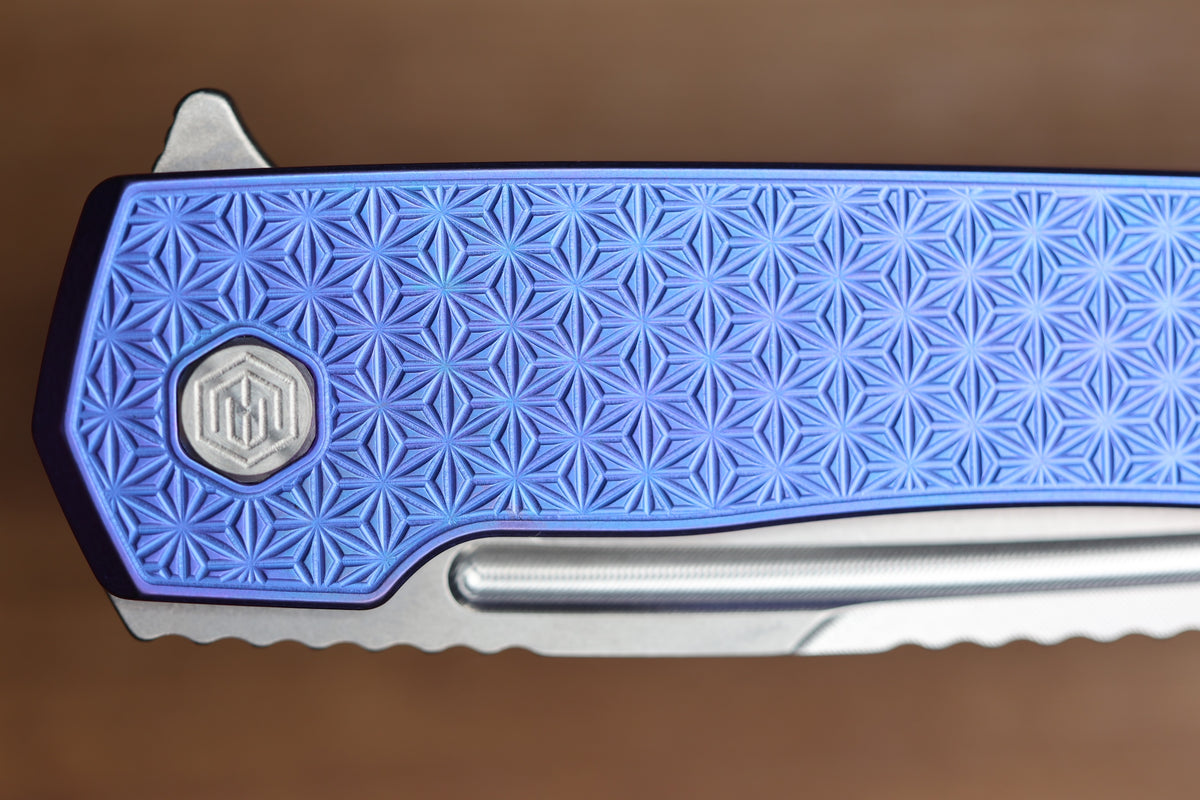 MACHINEWISE MOJAVE #1496 BLURPLE ANO PATTERN TITANIUM AND S90V BLADE