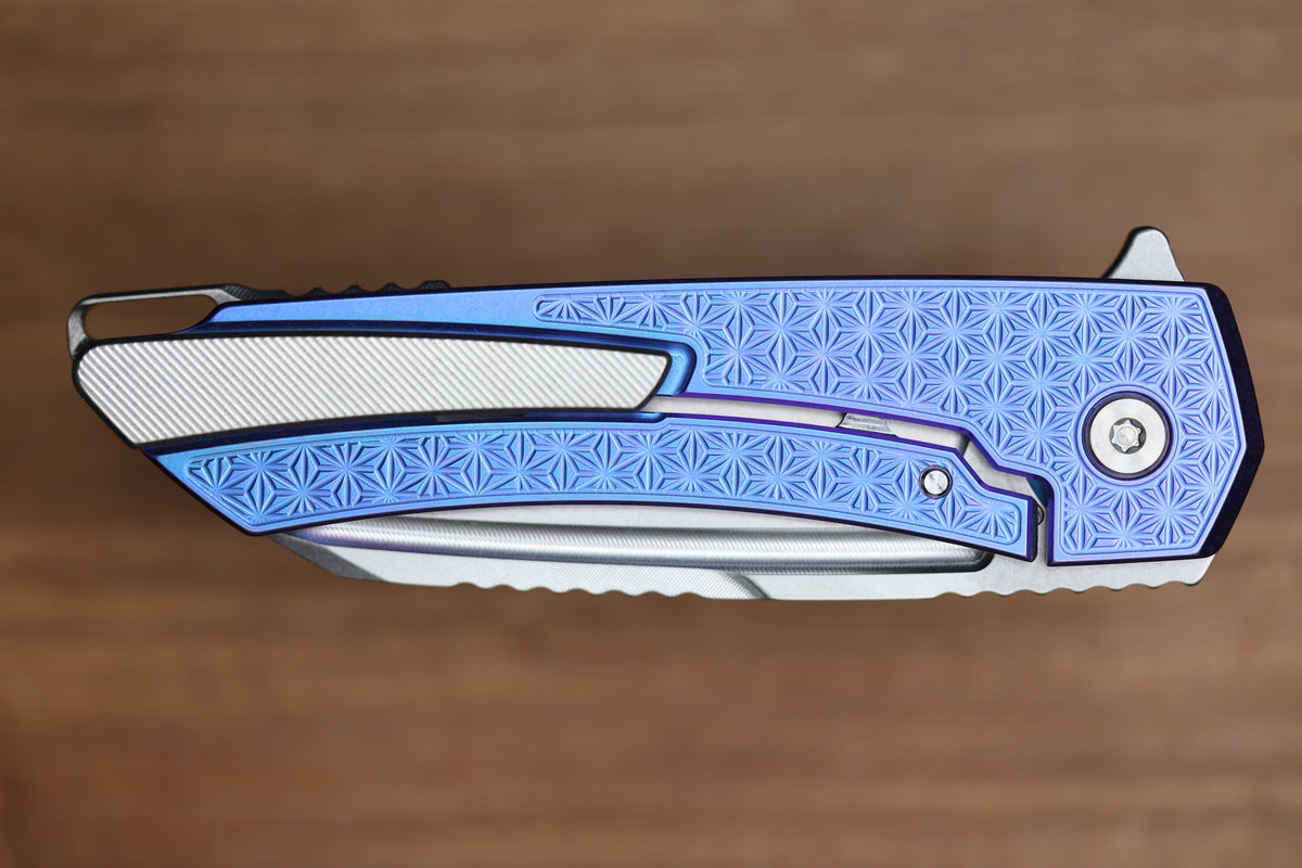 MACHINEWISE MOJAVE #1496 BLURPLE ANO PATTERN TITANIUM AND S90V BLADE