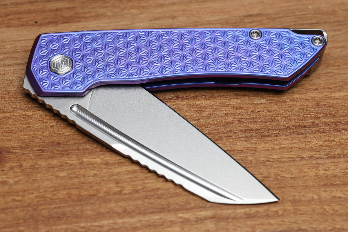 MACHINEWISE MOJAVE #1496 BLURPLE ANO PATTERN TITANIUM AND S90V BLADE