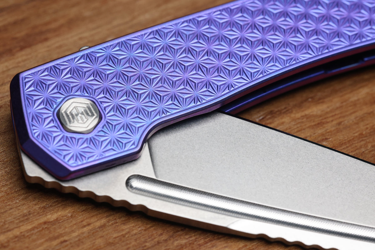 MACHINEWISE MOJAVE #1496 BLURPLE ANO PATTERN TITANIUM AND S90V BLADE
