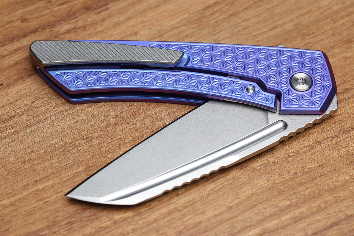 MACHINEWISE MOJAVE #1496 BLURPLE ANO PATTERN TITANIUM AND S90V BLADE