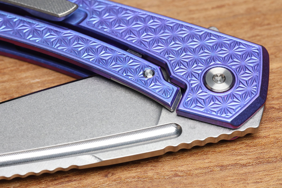 MACHINEWISE MOJAVE #1496 BLURPLE ANO PATTERN TITANIUM AND S90V BLADE