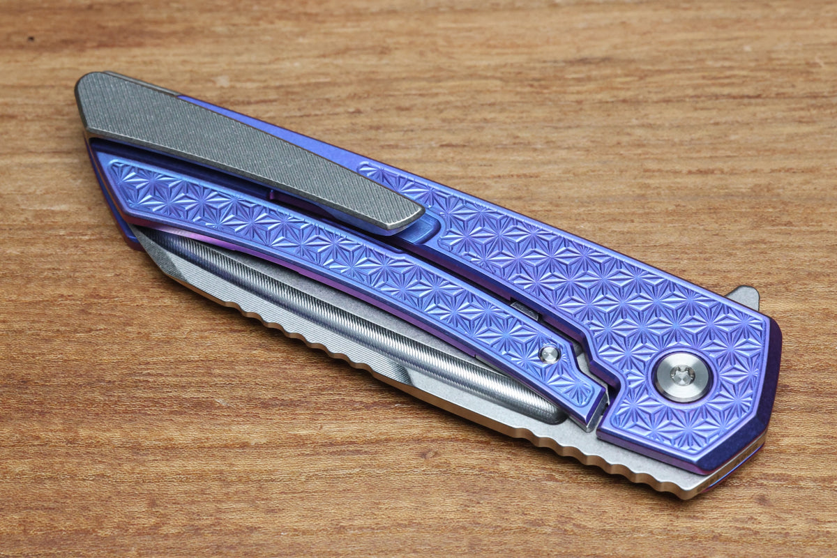 MACHINEWISE MOJAVE #1496 BLURPLE ANO PATTERN TITANIUM AND S90V BLADE