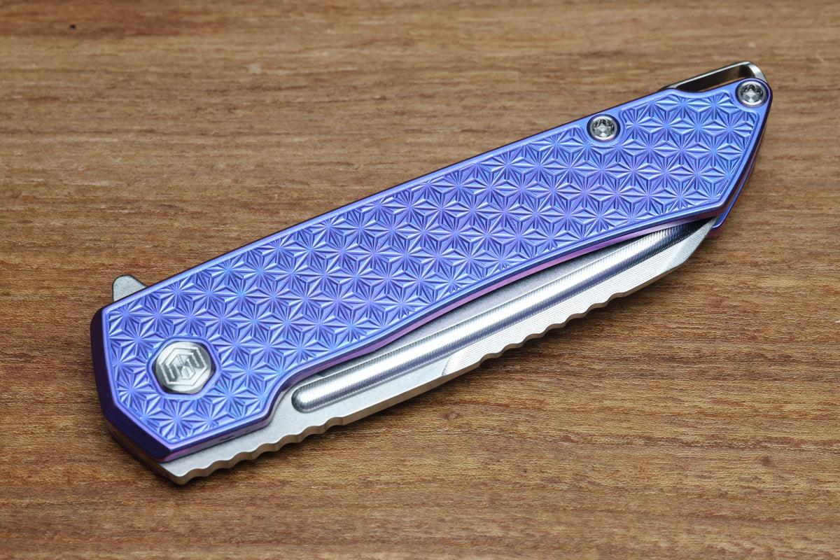 MACHINEWISE MOJAVE #1496 BLURPLE ANO PATTERN TITANIUM AND S90V BLADE