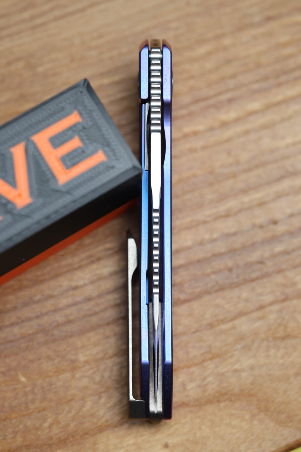MACHINEWISE MOJAVE #1496 BLURPLE ANO PATTERN TITANIUM AND S90V BLADE
