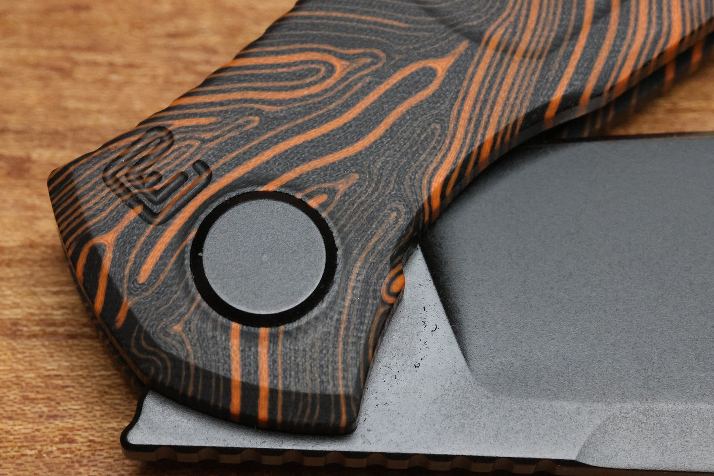 CUSTOM KNIFE FACTORY - ECHO SPLINTER FRONT FLIPPER W/ ORANGE GMASCUS G-10 & BLACK CPM-S35VN