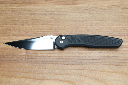 PRO-TECH KNIVES PEACE NEIGHBOR AVALON BLACK ALUMINUM AND MIRROR POLISHED MAGNACUT BLADE CUSTOM 002
