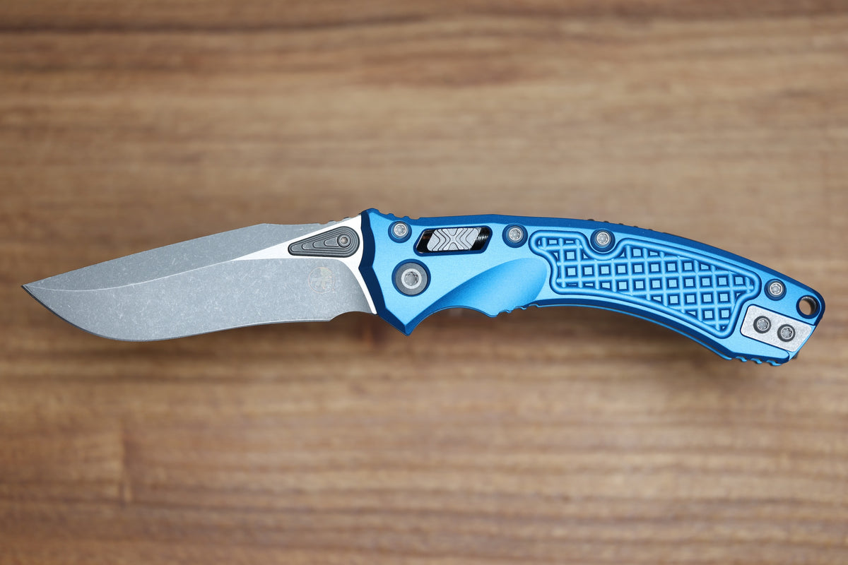 MICROTECH AMPHIBIAN MINI RAM LOK BLUE FRAG ALUMINUM & APOCALYPTIC M390MK 137MRL-10APFRBL