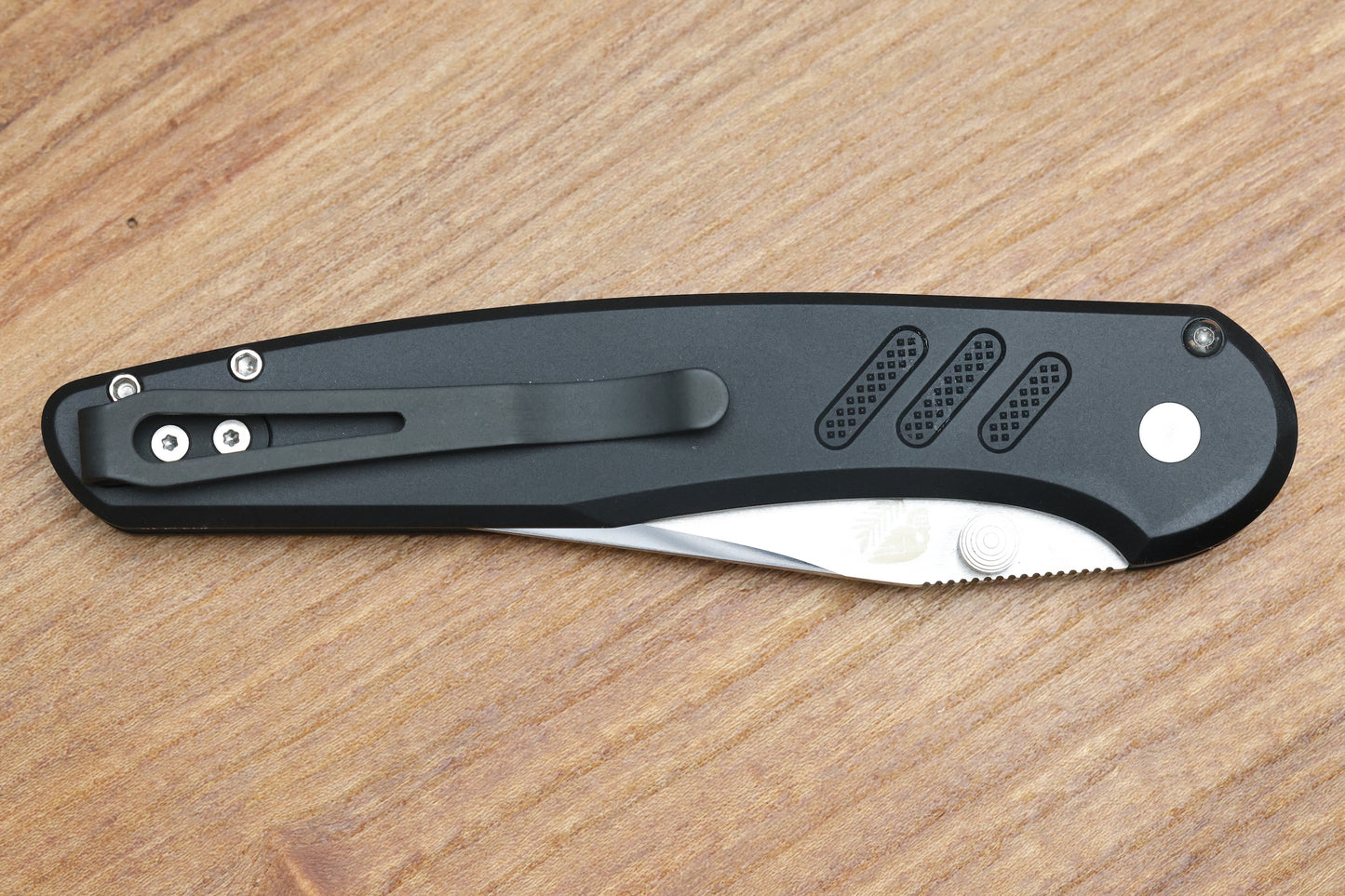 PRO-TECH KNIVES PEACE NEIGHBOR AVALON BLACK ALUMINUM AND MIRROR POLISHED BLADE CUSTOM 002