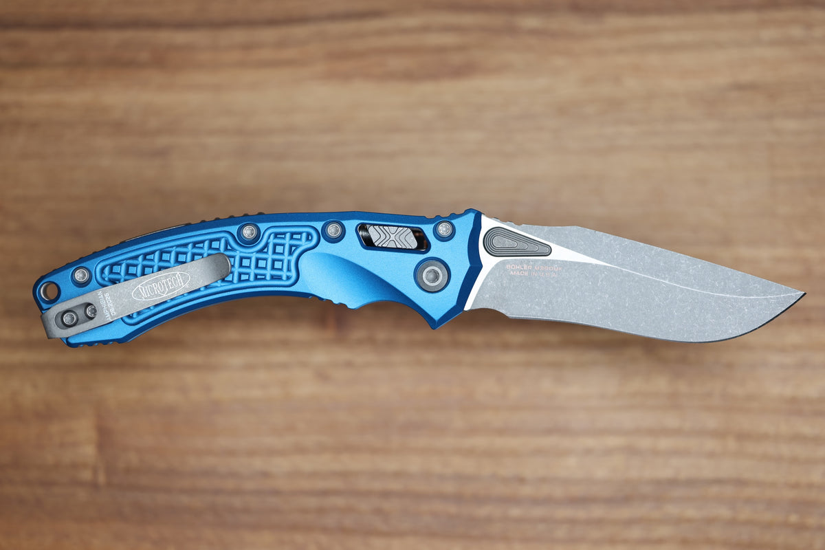 MICROTECH AMPHIBIAN MINI RAM LOK BLUE FRAG ALUMINUM & APOCALYPTIC M390MK 137MRL-10APFRBL