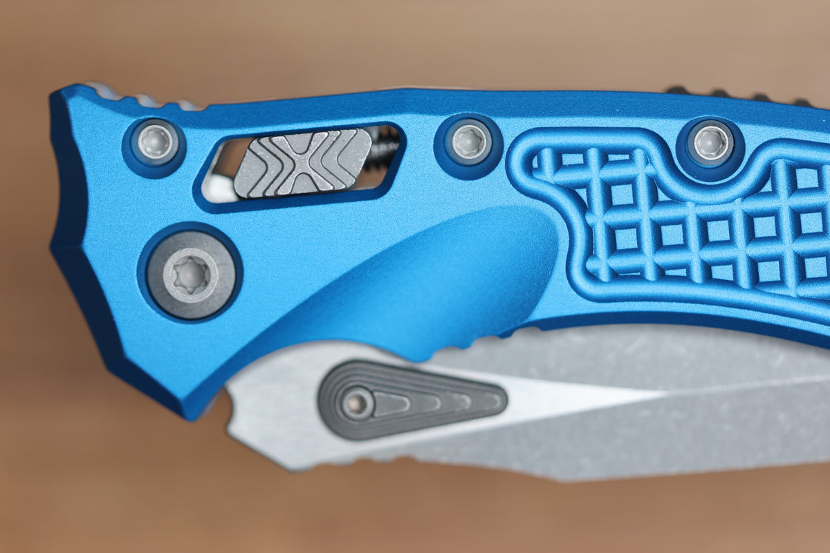 MICROTECH AMPHIBIAN MINI RAM LOK BLUE FRAG ALUMINUM & APOCALYPTIC M390MK 137MRL-10APFRBL